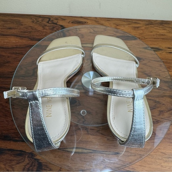 NINE WEST Ripe 3 Knitten Heel Sandals in metallic Gold - Picture 8 of 15